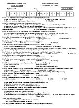 Bộ đề kiểm tra 45 phút học kỳ I môn Sinh học Lớp 11 (Ban nâng cao) - Trường THPT Lê Lợi
